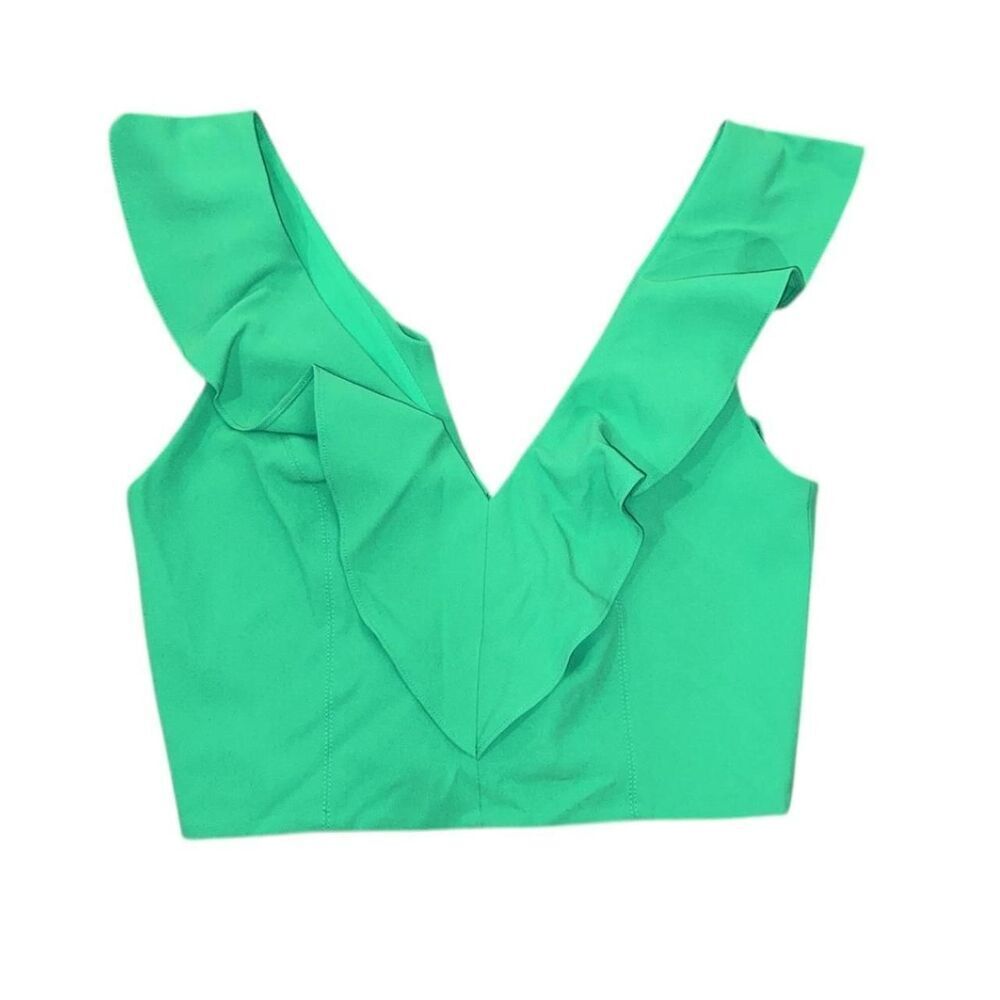 Alice + Olivia Pria Cropped V-Neck Ruffle Top - Picture 3 of 5
